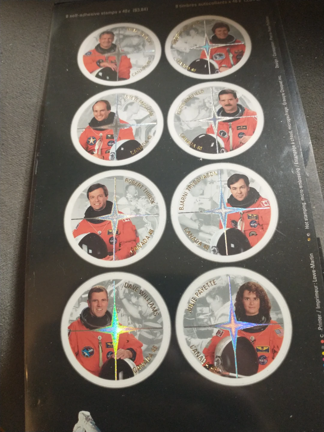 Lovely 2003 Canada 48 cent astronauts souvenir sheet