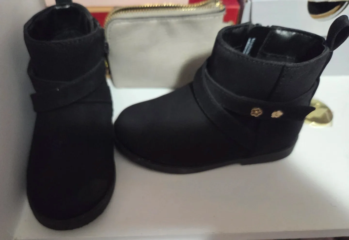Black Ankle Boots with Strap Detail
