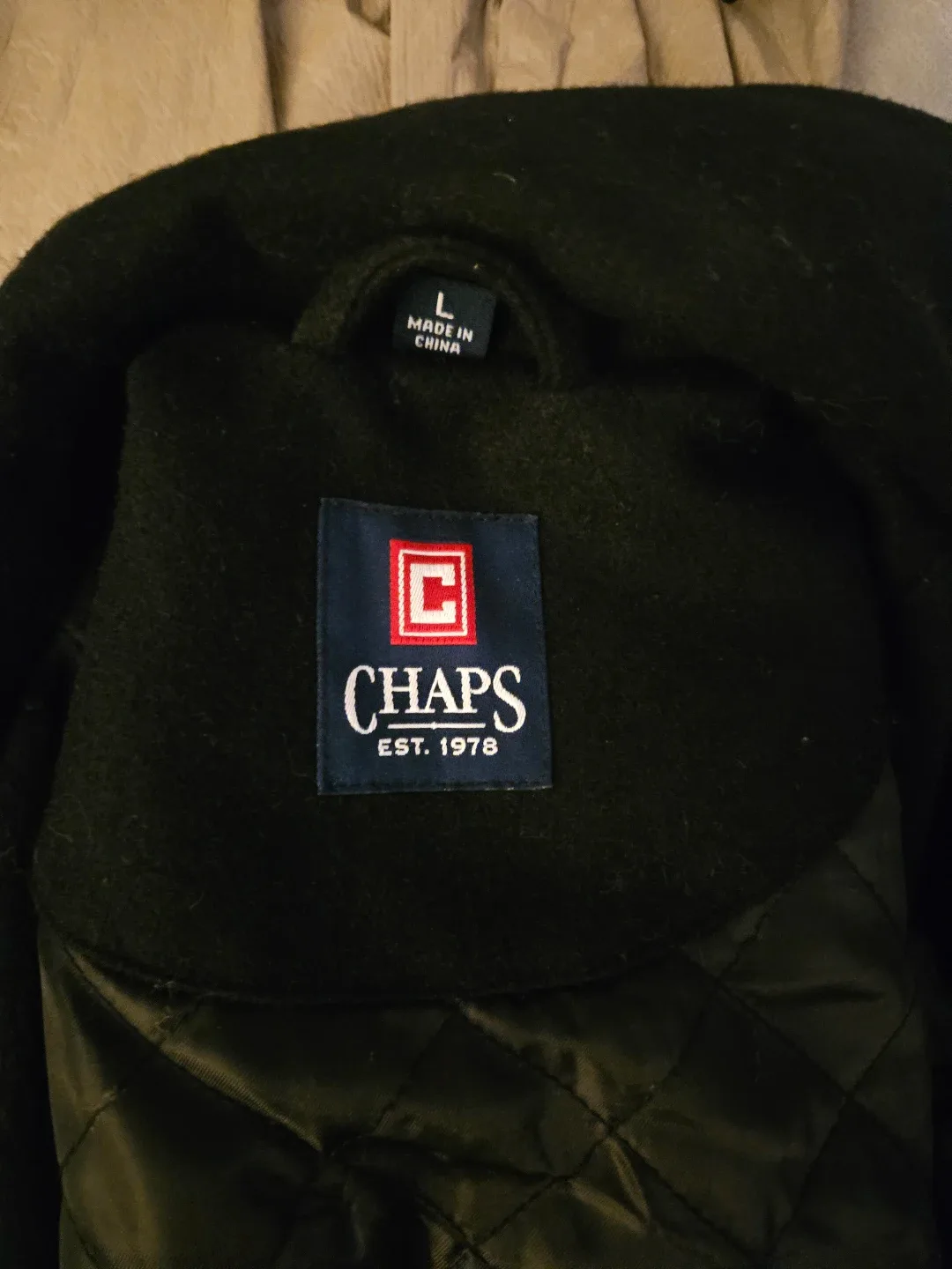 Chaps Black Pea Coat - Size L image indicator(2)