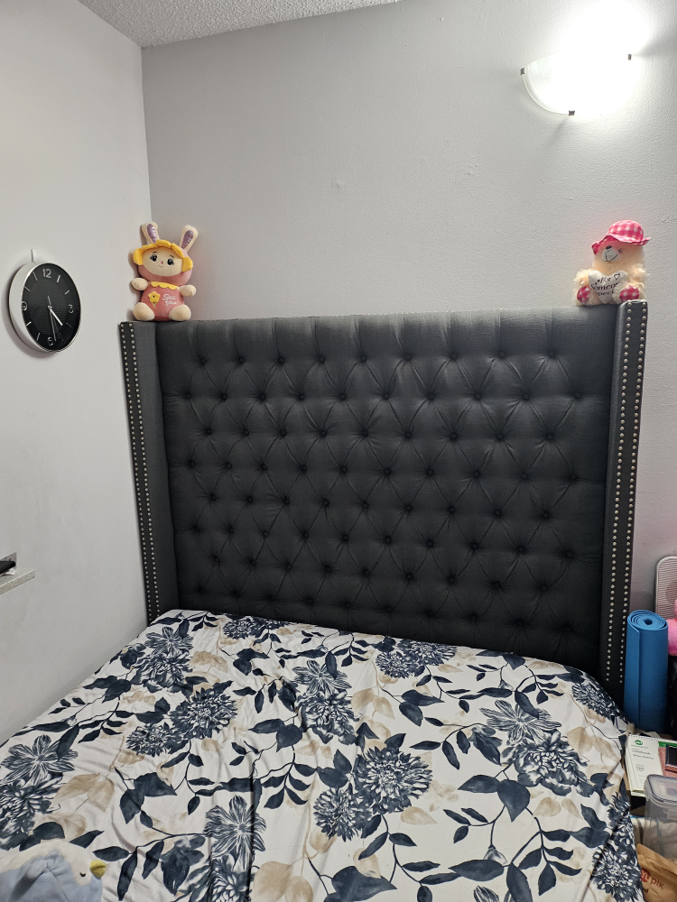 Tufted Grey Headboard