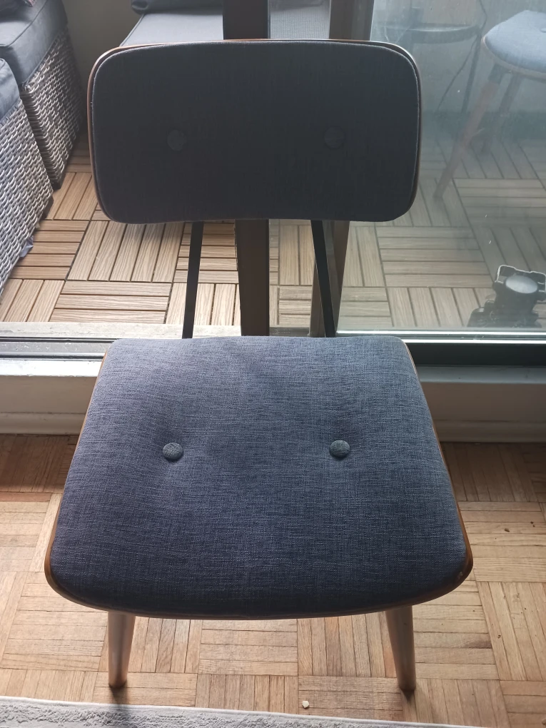 Stylish Accent Chair - Grey Fabric & Wood