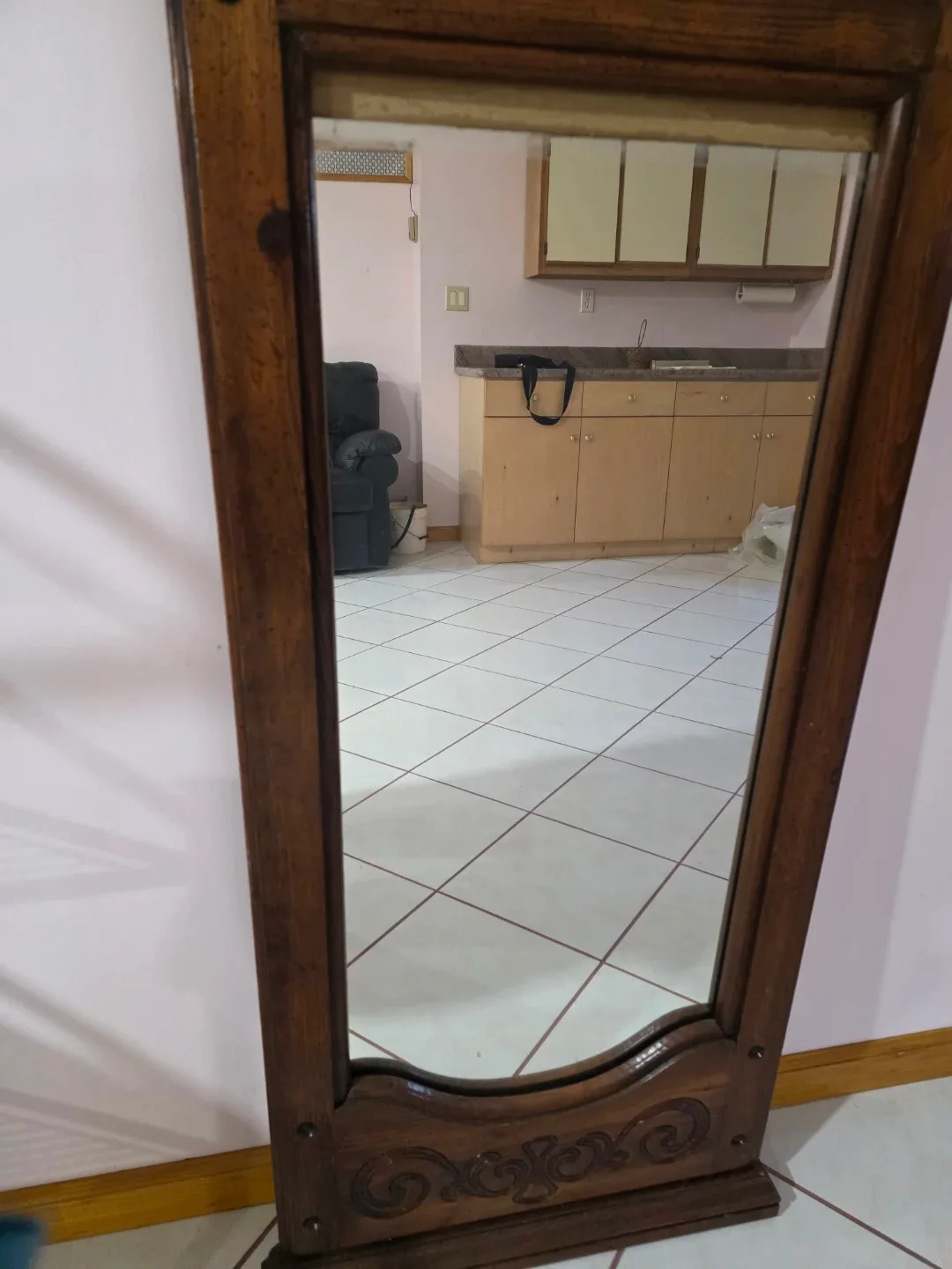 Vintage Wood Framed Mirror