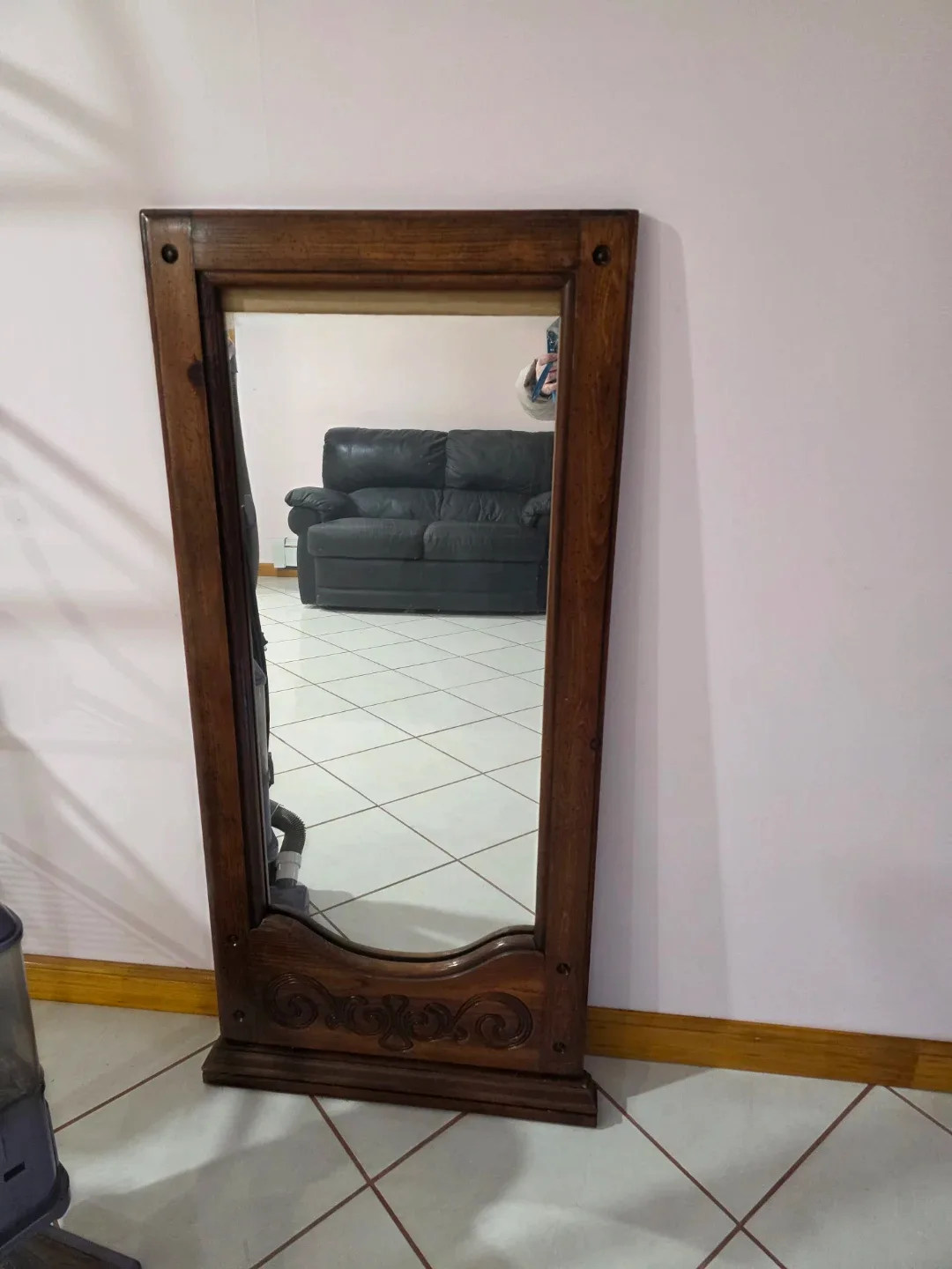 Vintage Wood Framed Mirror image indicator(2)