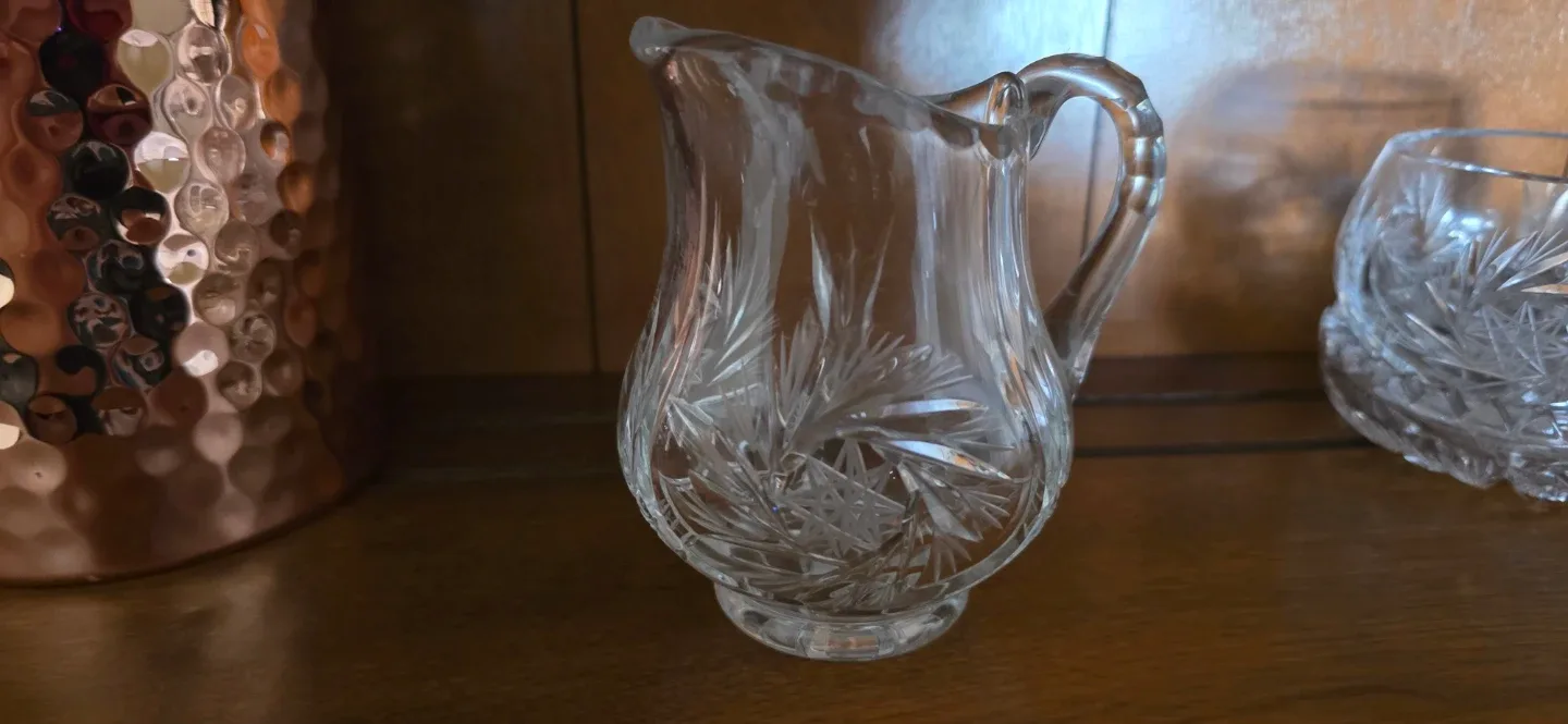 Vintage Cut Crystal Creamer, Sugar Bowl & Tray Set image indicator(4)