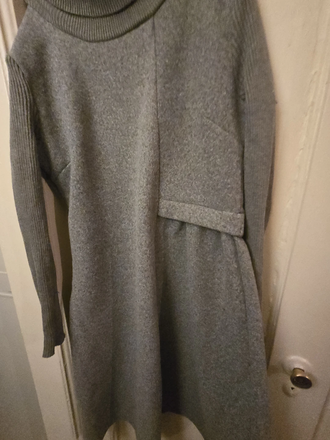 Women gray large size turtle neck dress