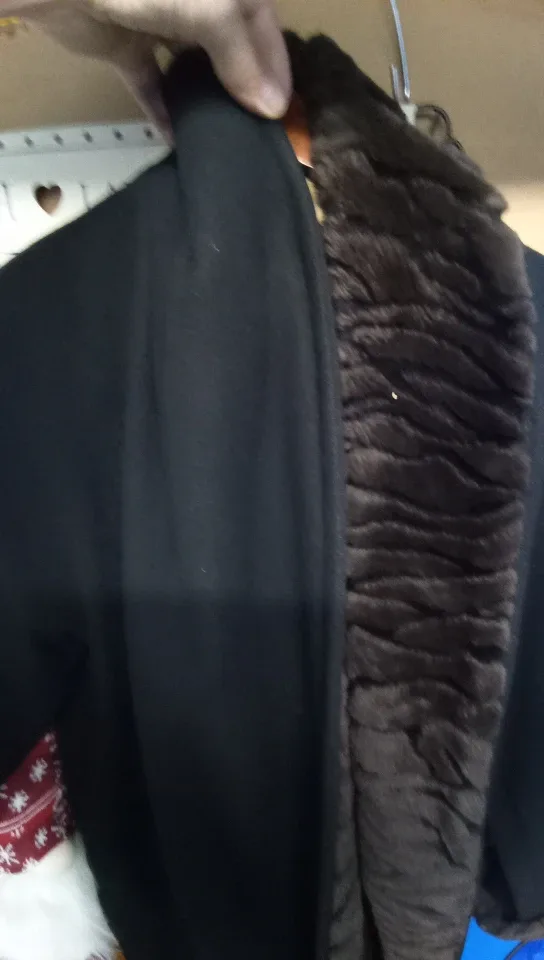 D'Anna Black 100% Wool Coat with Faux Fur Trim image indicator(8)