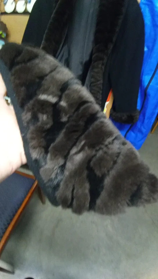 D'Anna Black 100% Wool Coat with Faux Fur Trim image indicator(10)