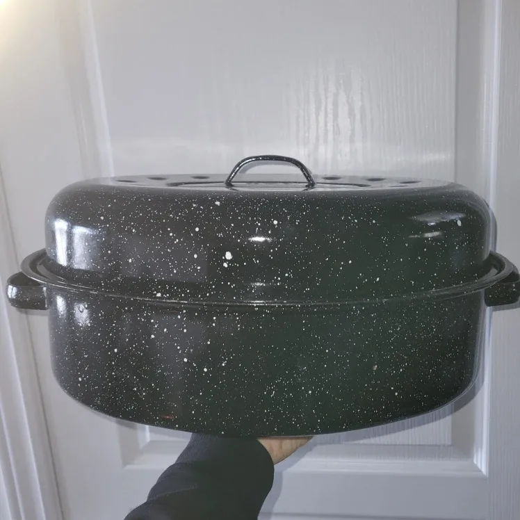 Speckled Black Roasting Pan with Lid