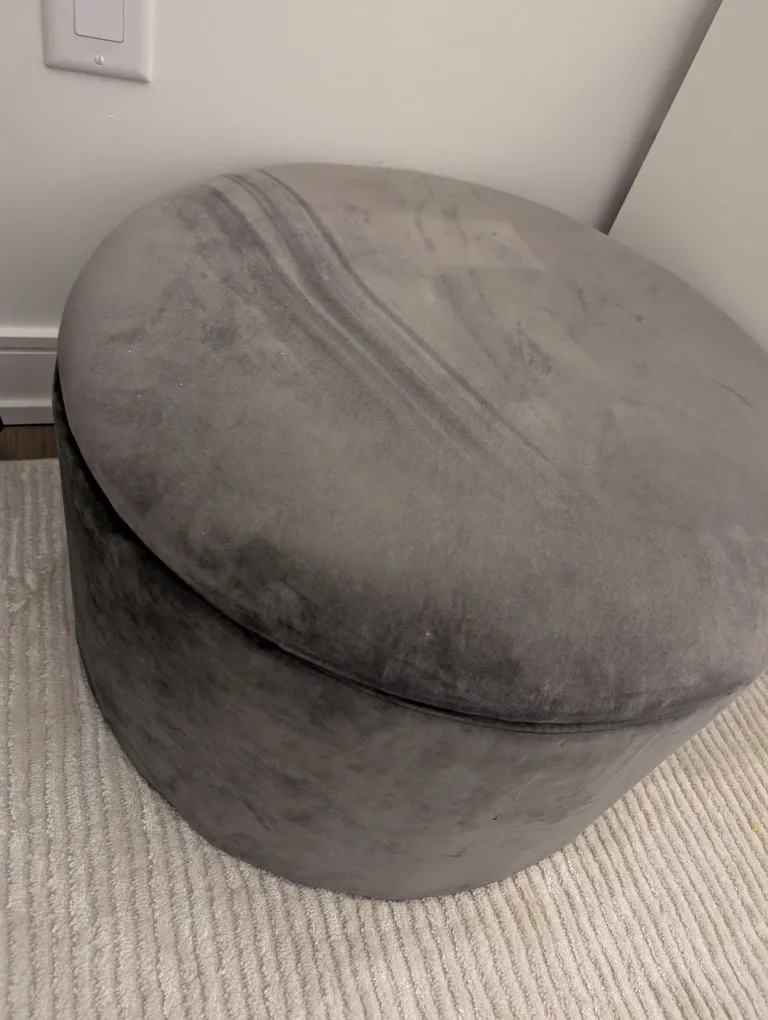 Grey Velvet Storage Ottoman