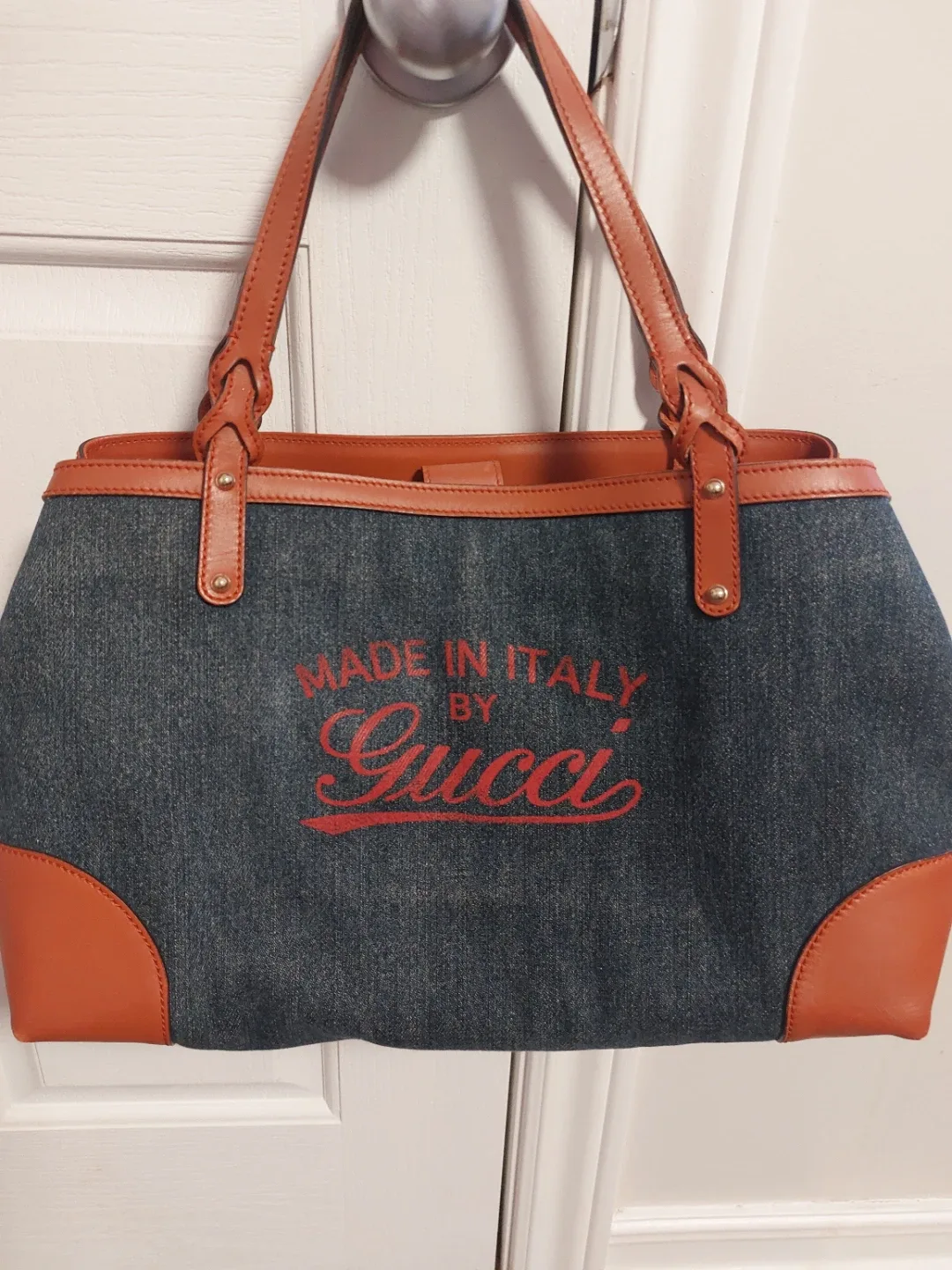 Gucci Denim & Leather Tote Bag