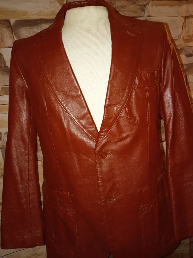 Rust colored Leather Vintage Men's Blazer by New Territories thumbnail