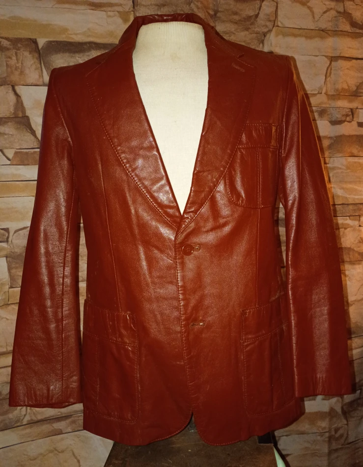 Rust colored Leather Vintage Men's Blazer by New Territories - photo 2