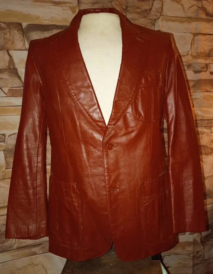 Rust colored Leather Vintage Men's Blazer by New Territories image indicator(2)