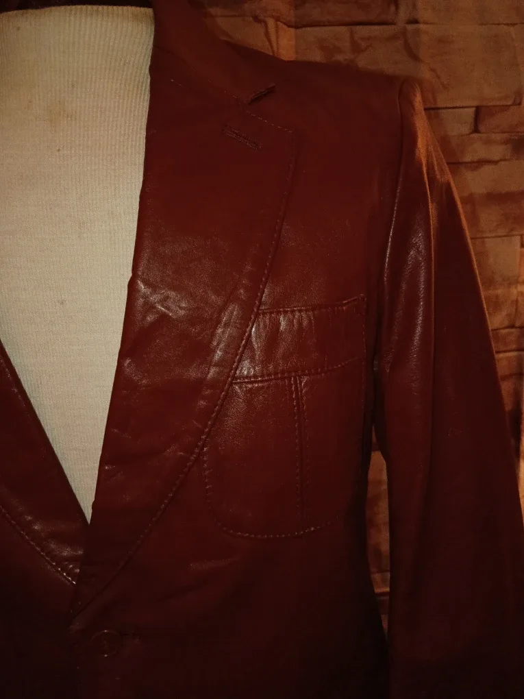 Rust colored Leather Vintage Men's Blazer by New Territories image indicator(3)