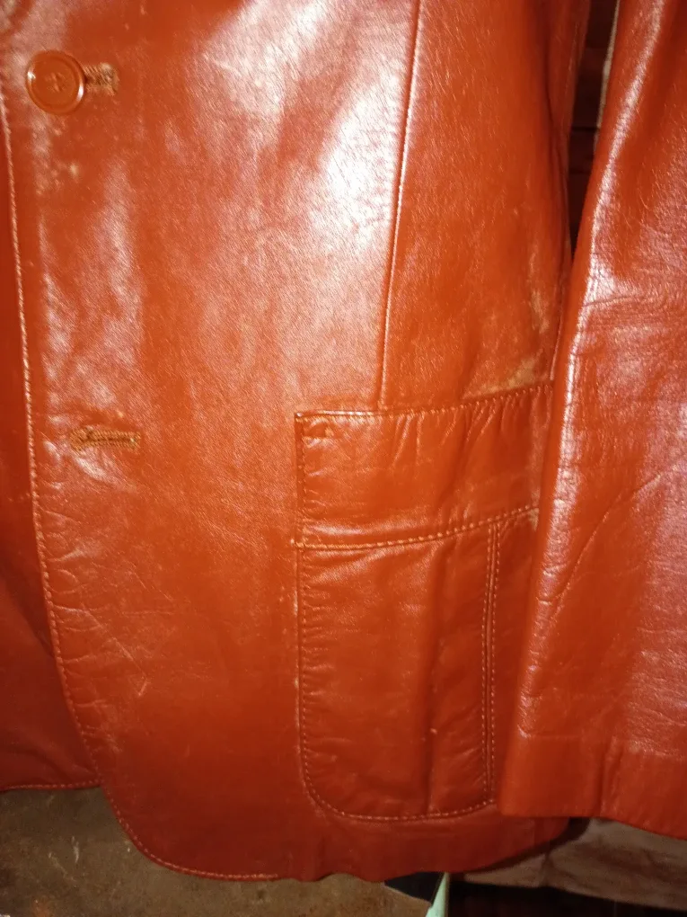 Rust colored Leather Vintage Men's Blazer by New Territories image indicator(5)