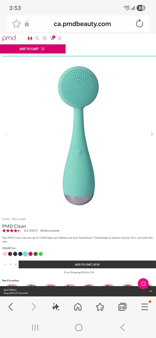 PMD Clean Teal Facial Cleansing Device image indicator(3)