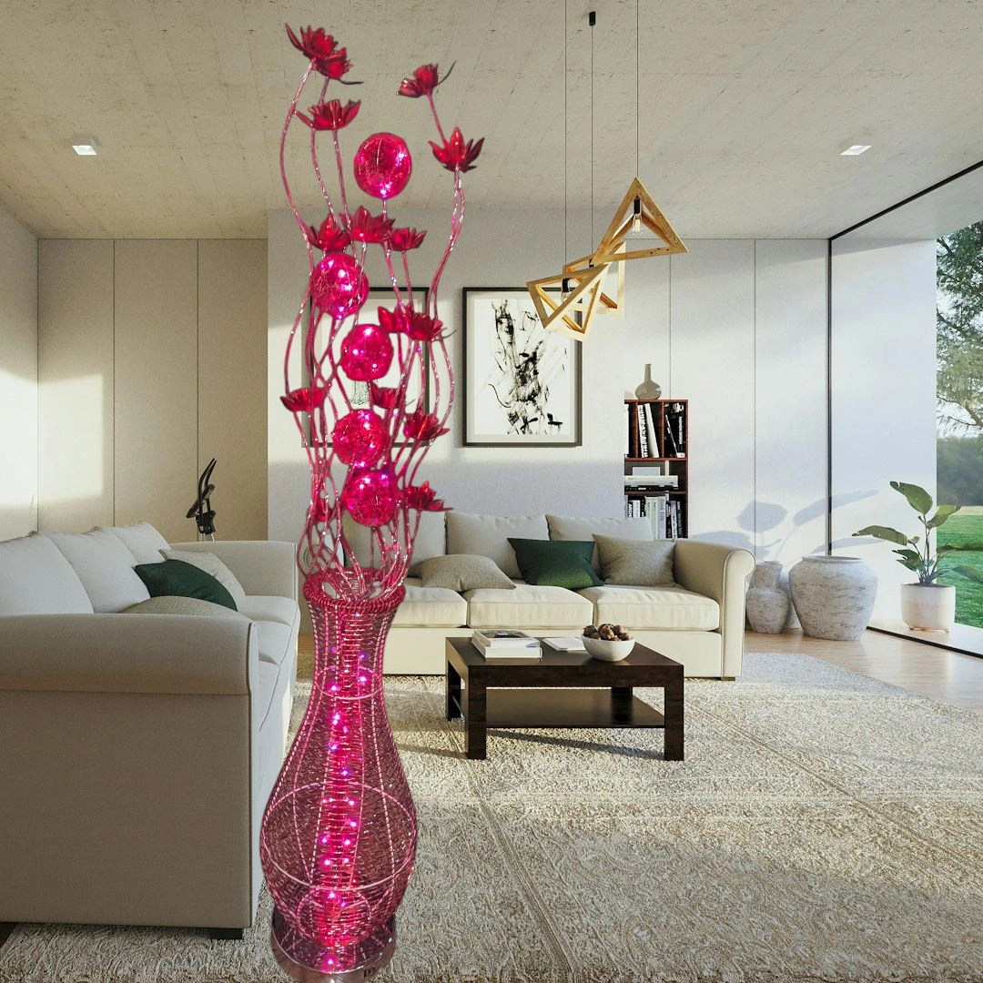 Floral Vase Floor Lamp - Red/Purple - photo 2