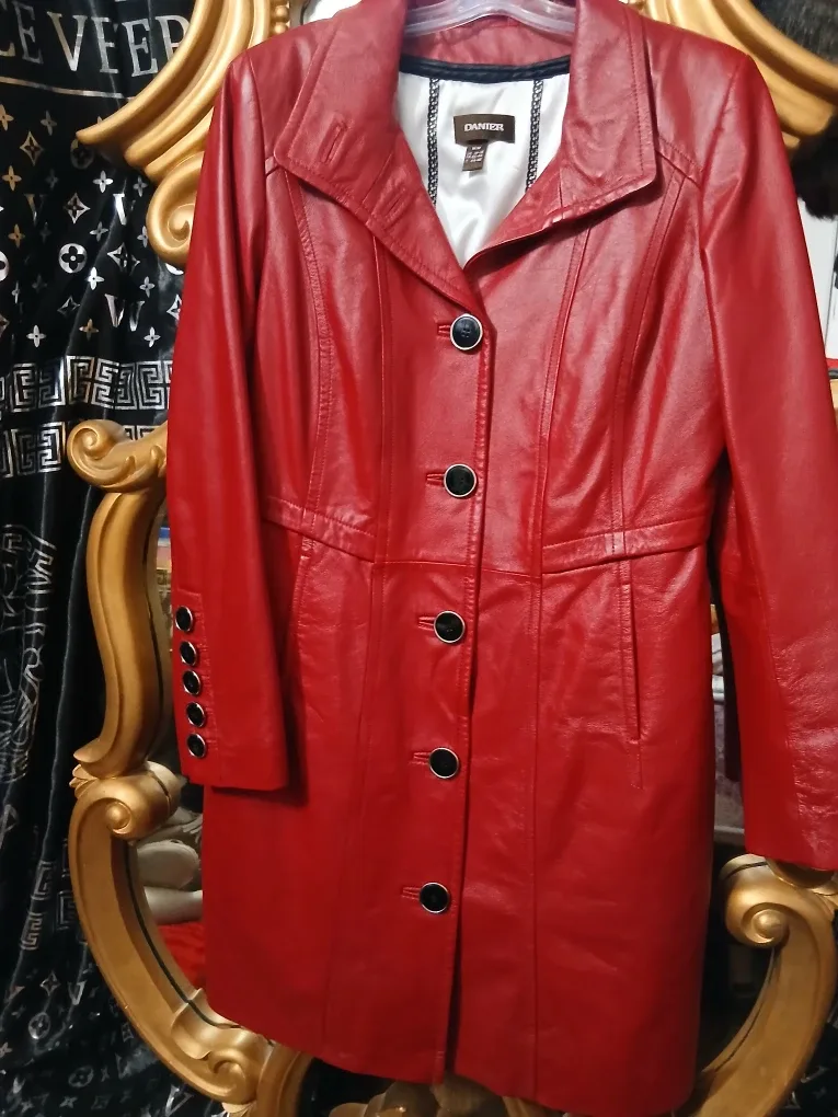 Danier Red Leather Jacket Size M/M