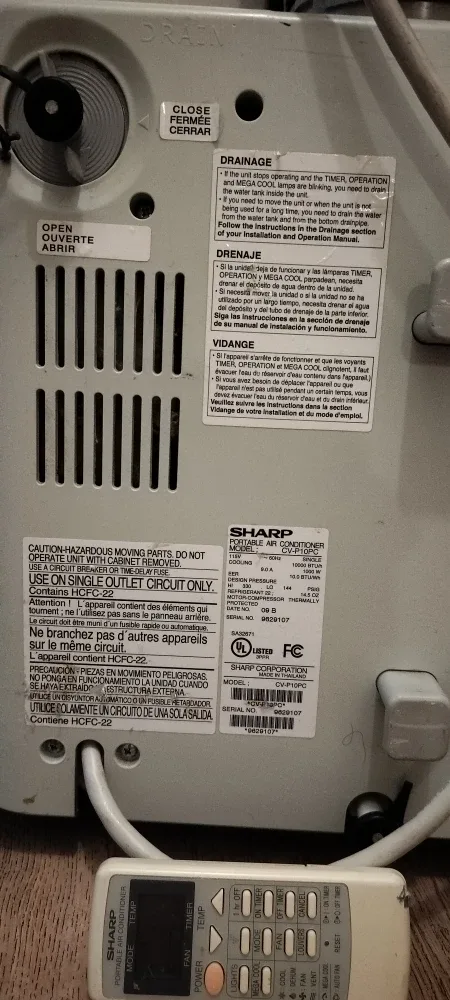 Sharp CV-P10MX Portable Air Conditioner image indicator(4)