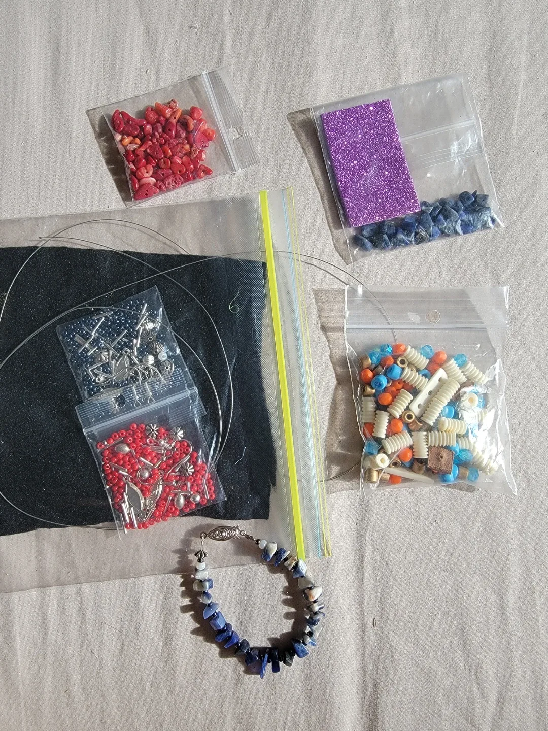 $3 for all - Beading Supplies Lot - Beads, Wire, Felt thumbnail