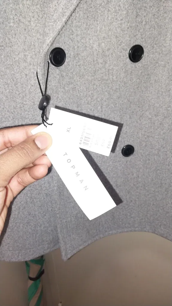 Topman Grey Wool Blend Overcoat - XL - New with Tags! image indicator(4)