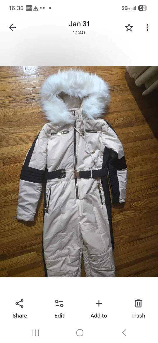 Off-White Snowsuite/Ski Suit with Fur Hood image indicator(3)