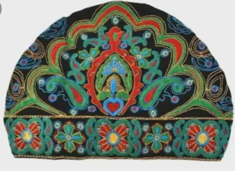 New: Embroidered Black Turban Bennie Hat - New image indicator(2)