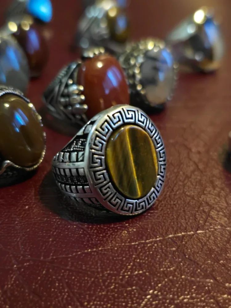 natural agate stone with 925 Silver Rings image indicator(5)