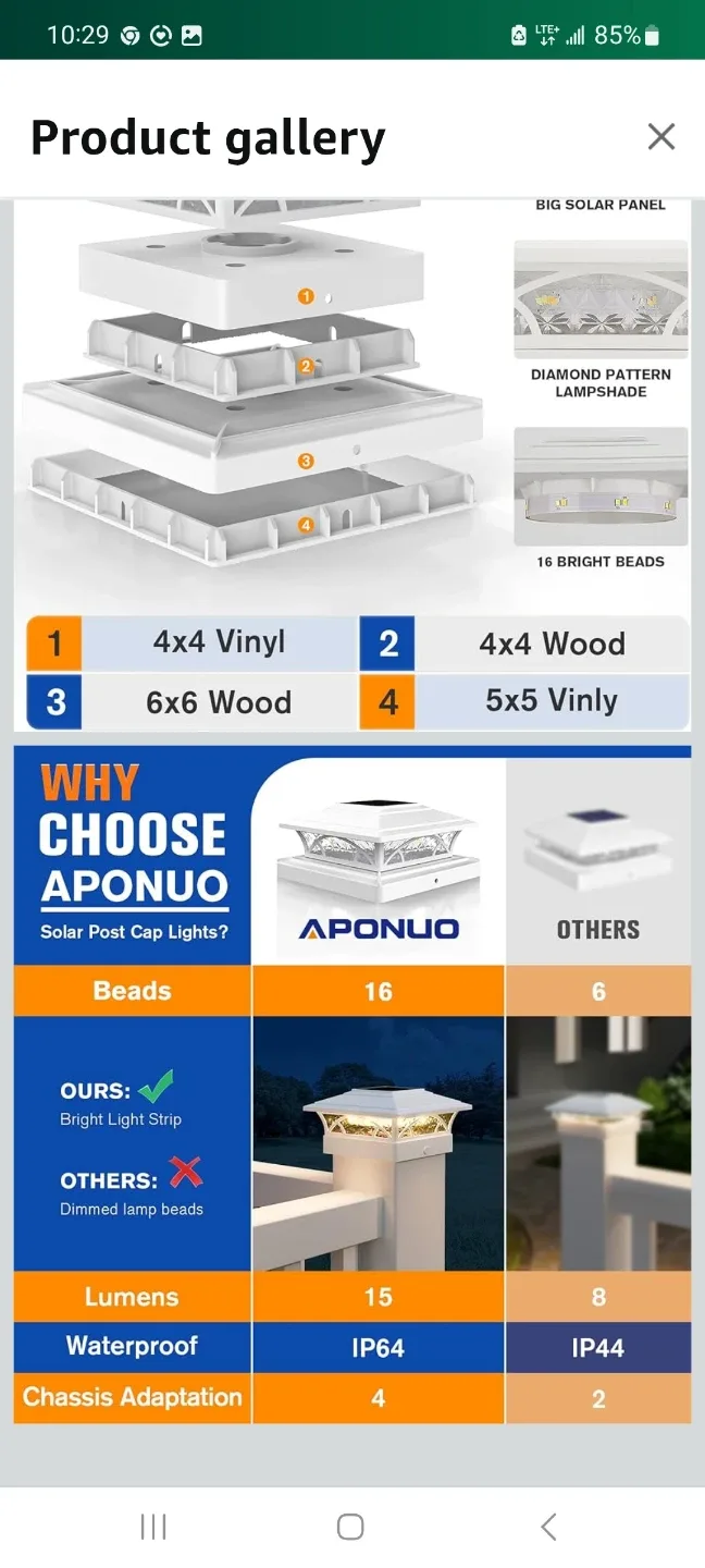 APONUO Fence Post Solar Lights - 12 Pack image indicator(7)