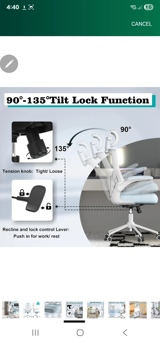 FOKESUN Ergonomic Office Chair - Carolina Blue - photo 4