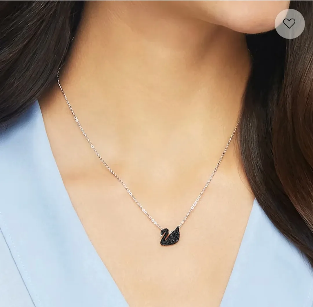 Swarovski Swan Necklace - Black thumbnail