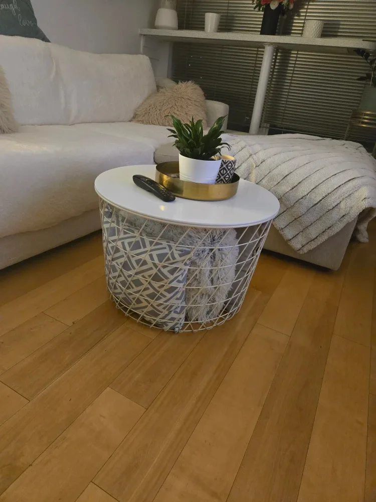Ikea White Round Storage Side Table