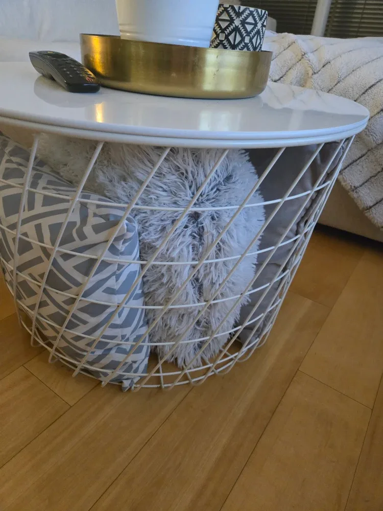 Ikea White Round Storage Side Table image indicator(2)