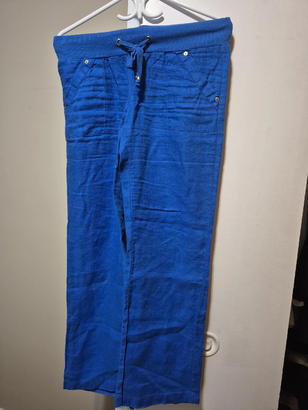 Guess Linen Pants - small - White & Blue