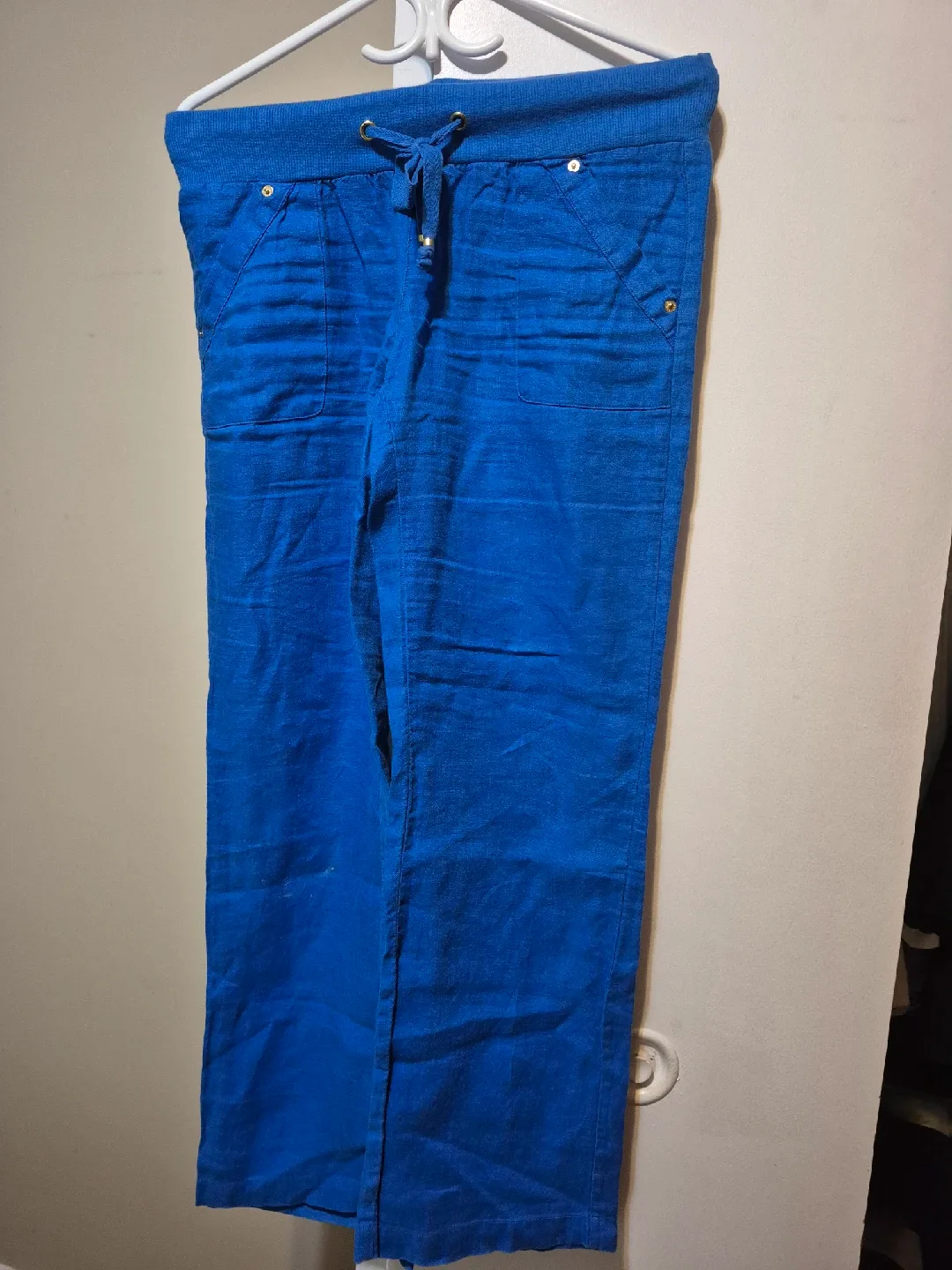 Guess Linen Pants - small - White & Blue thumbnail