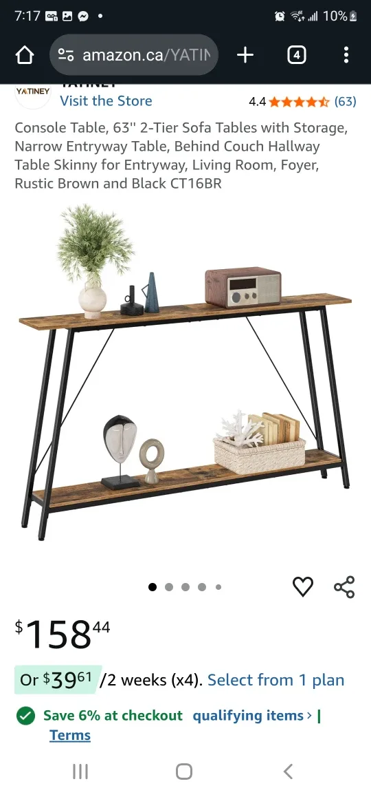 Console Table - Rustic Brown & Black