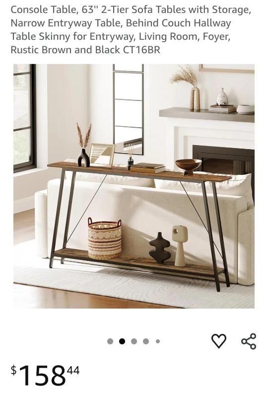 Console Table - Rustic Brown & Black - photo 2