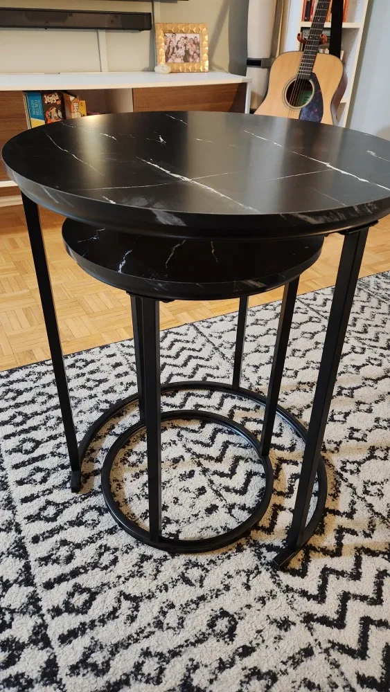 Black Marble-Finish Coffee Tables set (2 new pcs) image indicator(4)