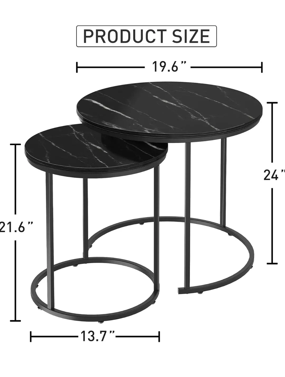 Black Marble-Finish Coffee Tables set (2 new pcs) image indicator(7)