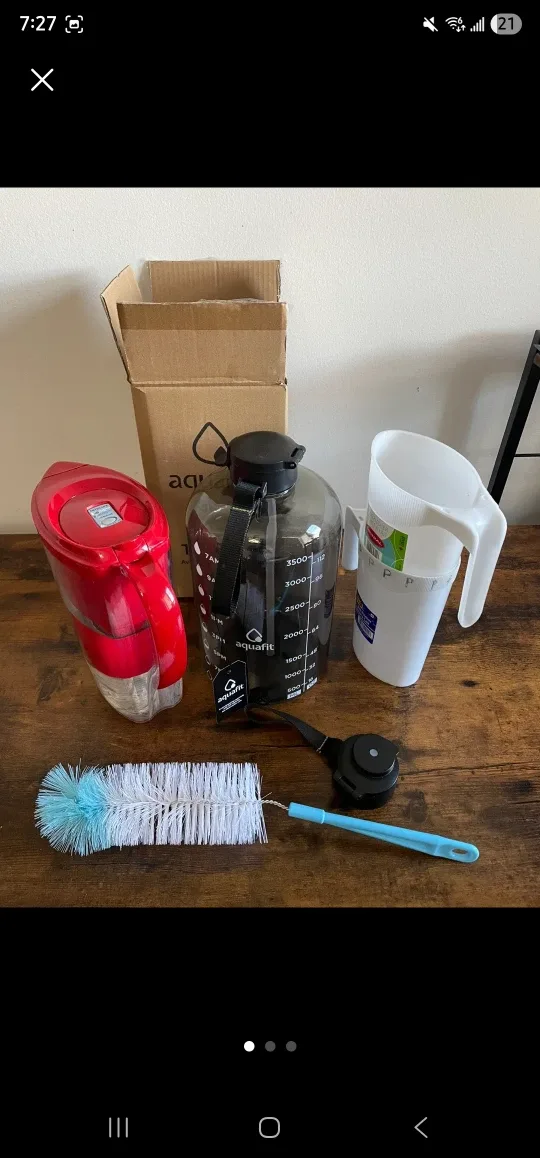 Aquafit Water Bottle and Brita Water Filter and milk pitcher