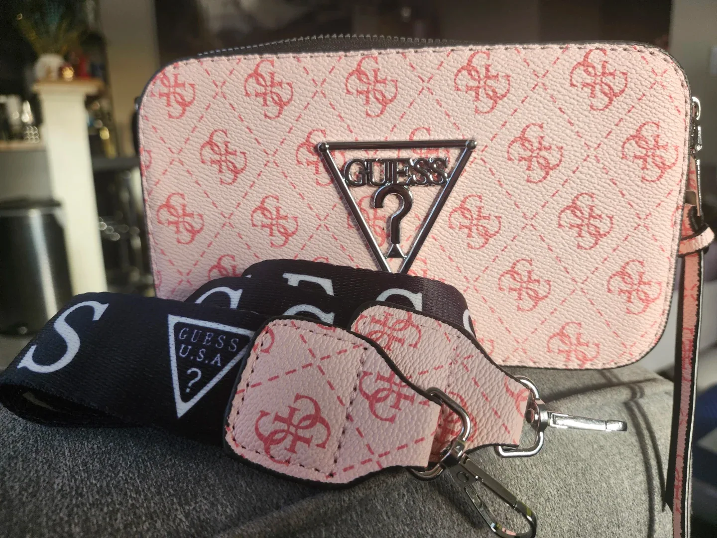 Guess Pink Patterned Crossbody Bag
