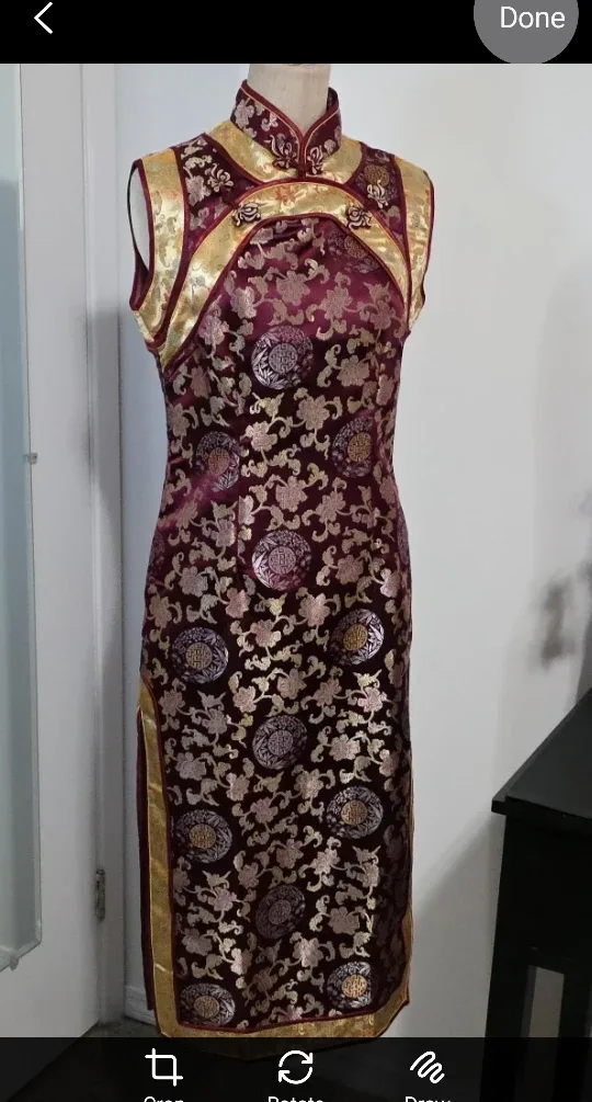 Burgundy & Gold Cheongsam Dress