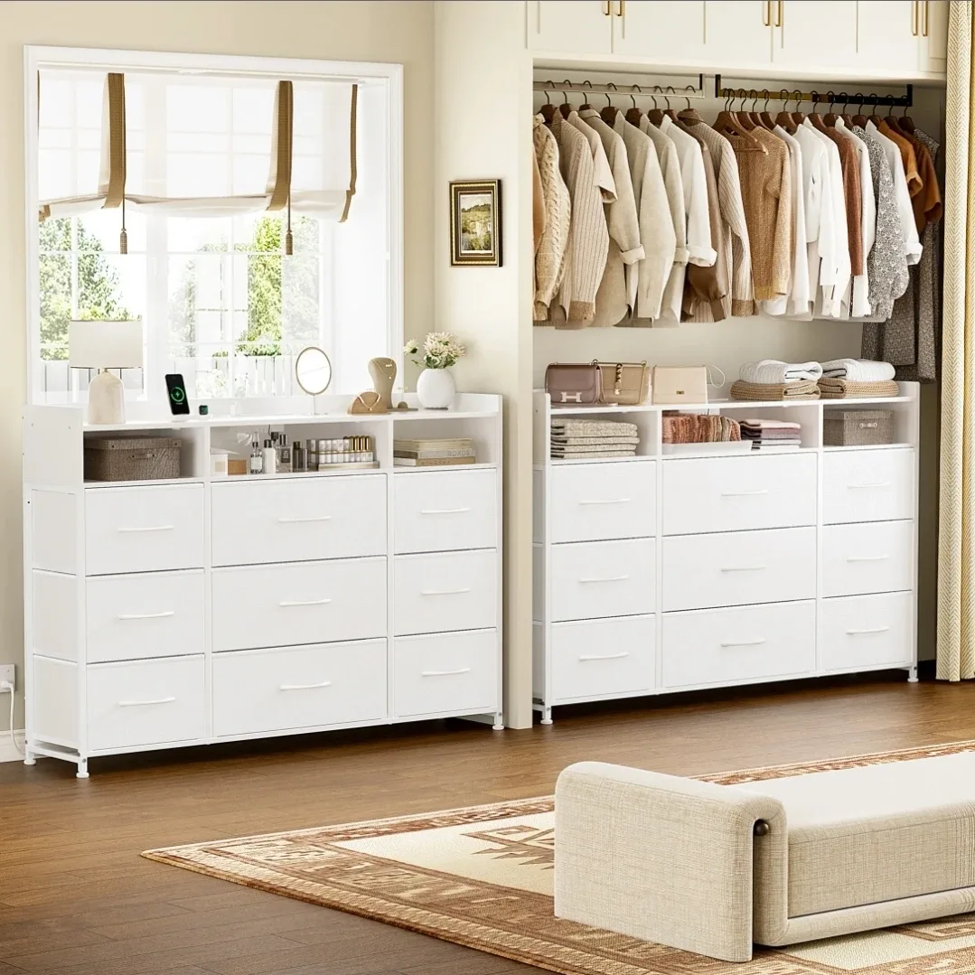 White Storage Dresser with 9 Drawers image indicator(3)