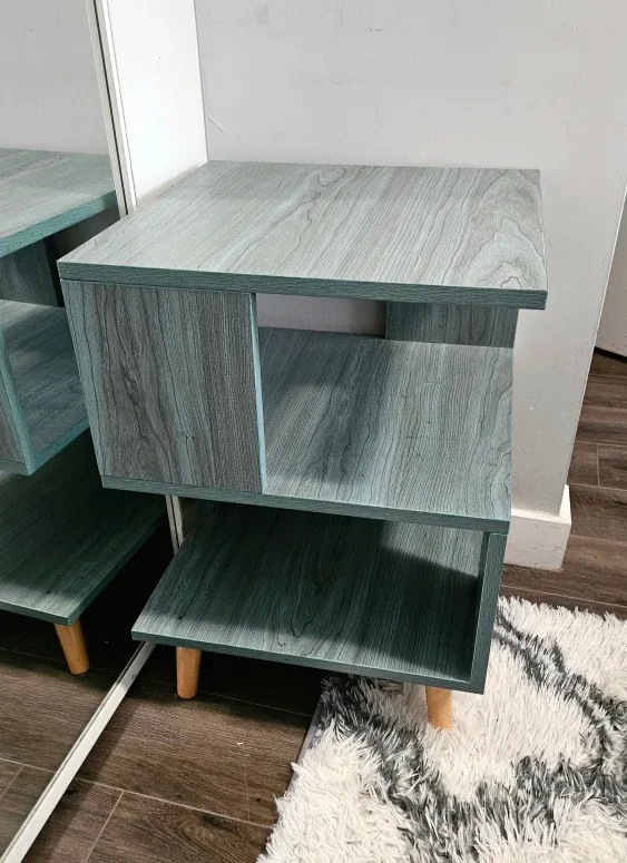 Blue Wood Grain Side Table/Nightstand