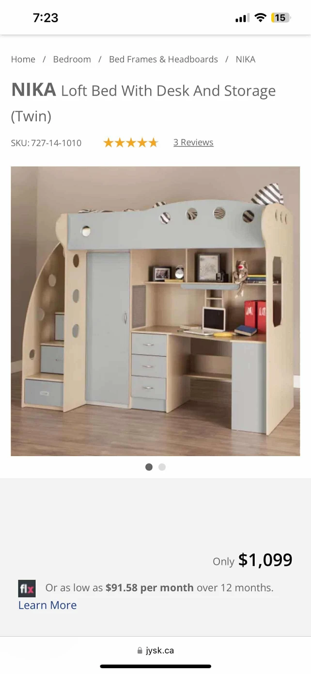 NIKA Loft Bed With Desk And Storage (Twin)