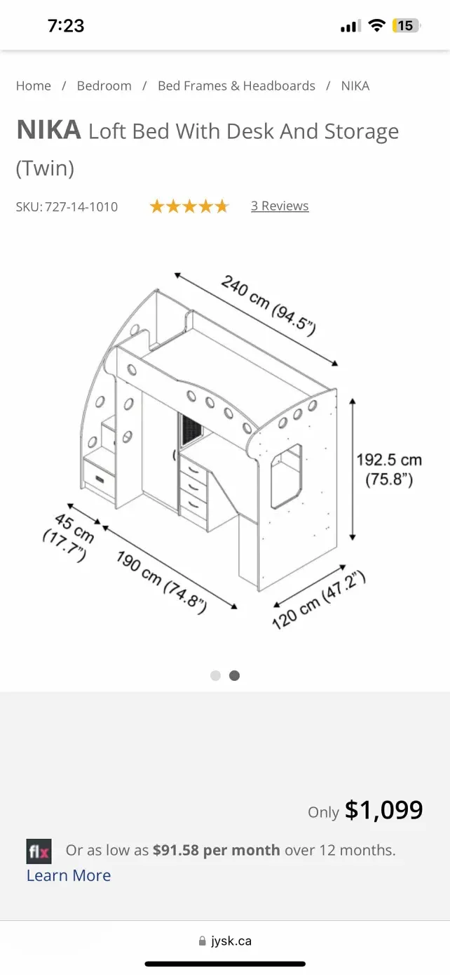 NIKA Loft Bed With Desk And Storage (Twin) image indicator(2)