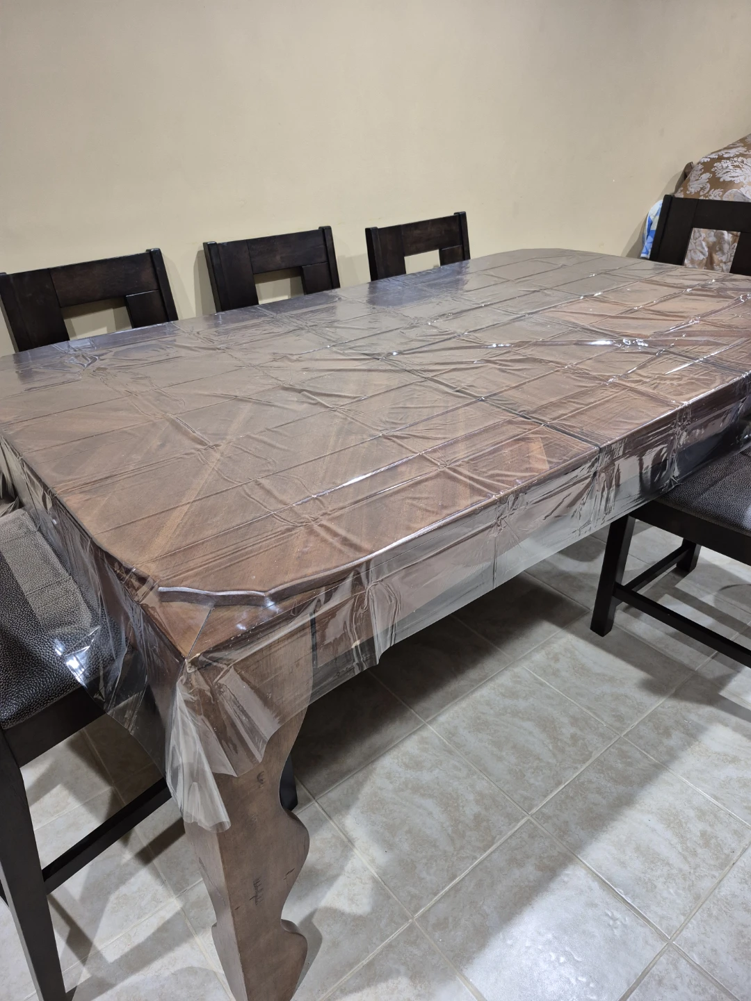 Dining Table with Chairs - Dark Wood
