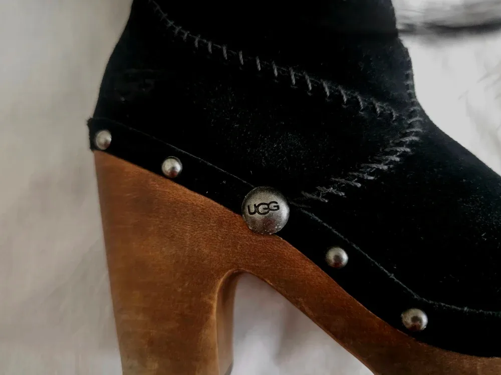 UGG Black Suede Leather Tall Boots image indicator(8)