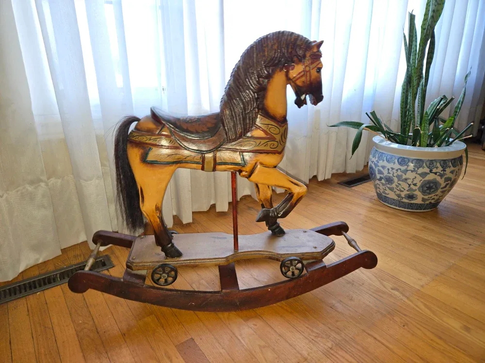 Vintage Wooden Rocking Horse