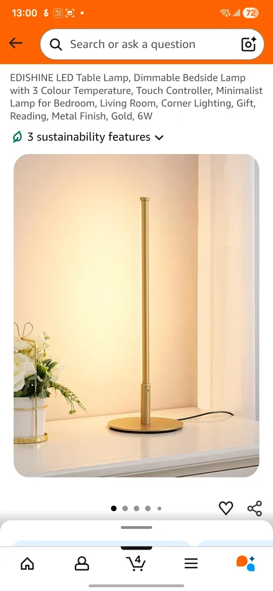 EDISHINE LED Table Lamp - Gold